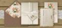 Knots and Kisses Wedding Stationery: Bespoke Peaches & Cream Botanical Pocketfold Wedding Invitations