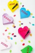 Cute DIY Geometric Heart Favor Boxes Filled With Candies 