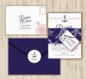 Knots and Kisses Wedding Stationery: Nautical Navy, White & Pink Bespoke Wedding Invitations & Stationery