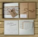 Knots and Kisses Wedding Stationery: Bespoke Boxed Kraft, Lace, Hessian and Pink Rose Wedding Invitations