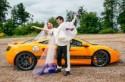 Get on track with Joanne & Jeff's race car wedding with German castle reception