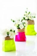 DIY Neon Paper Bag Vases