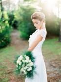 Forest Bridal Session Ideas in a Lace Wedding Gown - Wedding Sparrow 