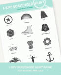 Offbeat-themed I-Spy scavenger hunt reception game (a free wedding printable!)