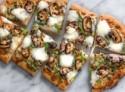 Crimini Mushroom Flatbread Pizza Recipe with Grilled Green Onions and Tuscan Herbs