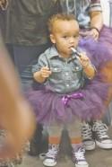 It's all purple all the time at this tutus and cupcakes two-mamas wedding