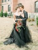 Moody Autumn Wedding Inspiration with a Black Wedding Dress