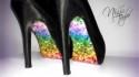 Trick out the soles of your shoes with rainbows, glitter, and pot(!) heel decals