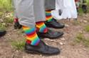 Add some color to your wedding with rainbow socks