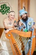 Wild suits, retro dresses, and a green man at this St. Patrick's Day wedding