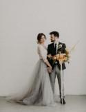 Modern + Moody Wedding Inspiration Featuring a Gray Tulle Skirt