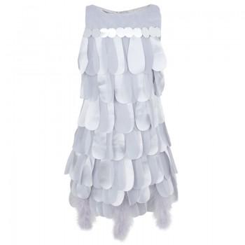 Hochzeit - Silber Petal Feather Dress