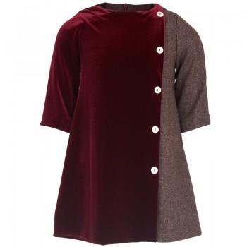 Mariage - Velvet Bourgogne & Tweed Dress