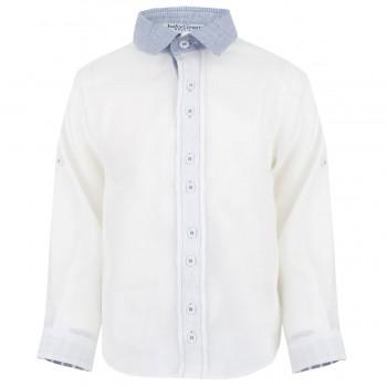 Wedding - Linen Shirt With Blue Collar