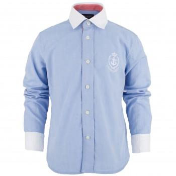 Свадьба - Blue shirt with white collar and cuffs