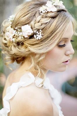 Wedding - Floral Braided Halo Wedding Hairstyle 
