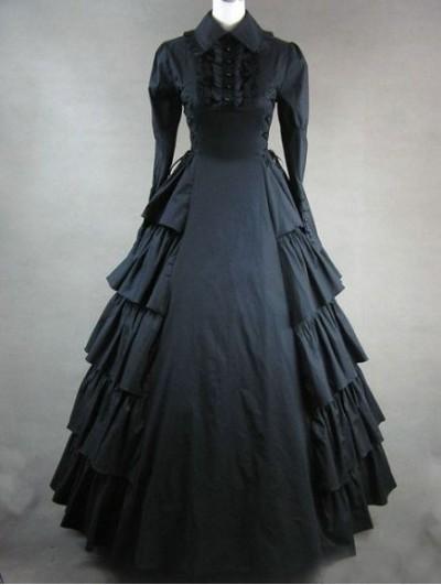 Wedding - Black Classic Gothic Victorian Dress