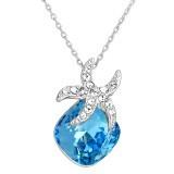 زفاف - Shining Starfish Blue Crystal Pendant Necklace