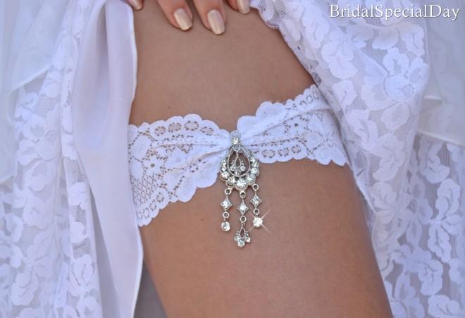 زفاف - White Wedding Garter Set