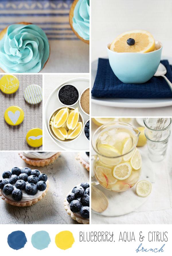 Hochzeit - Inspiration Board: Blueberry, Aqua And Citrus Brunch - Belle & Chic