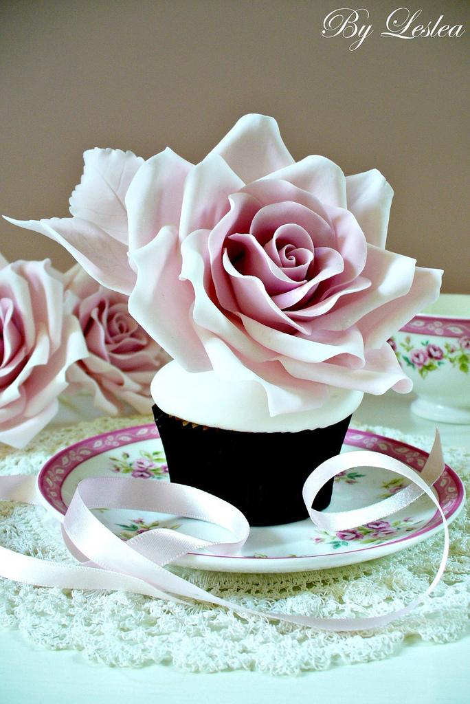Mariage - Pink rose with cupcake