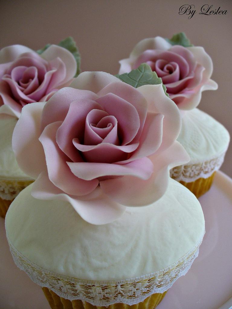 Mariage - Pink rose cupcakes