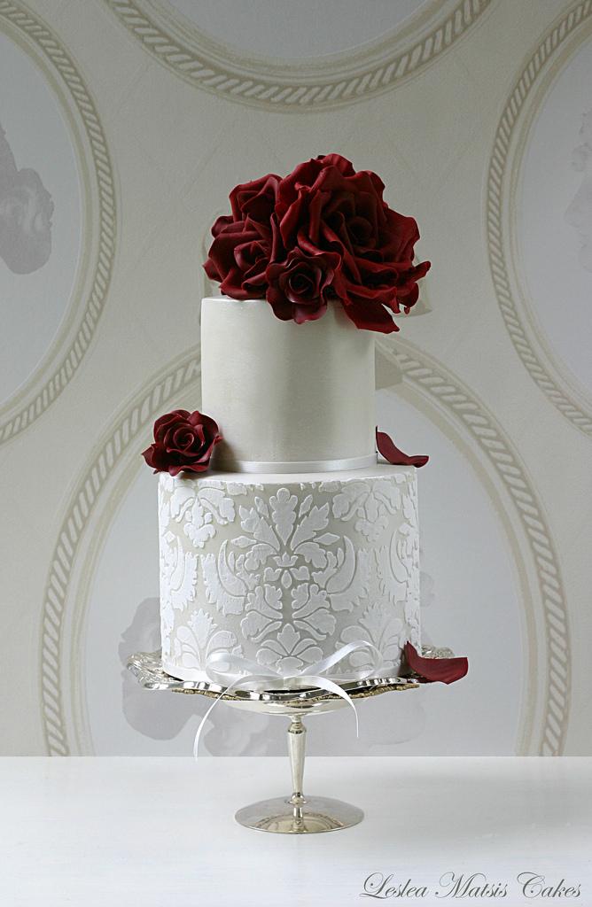 Mariage - Red roses and damask