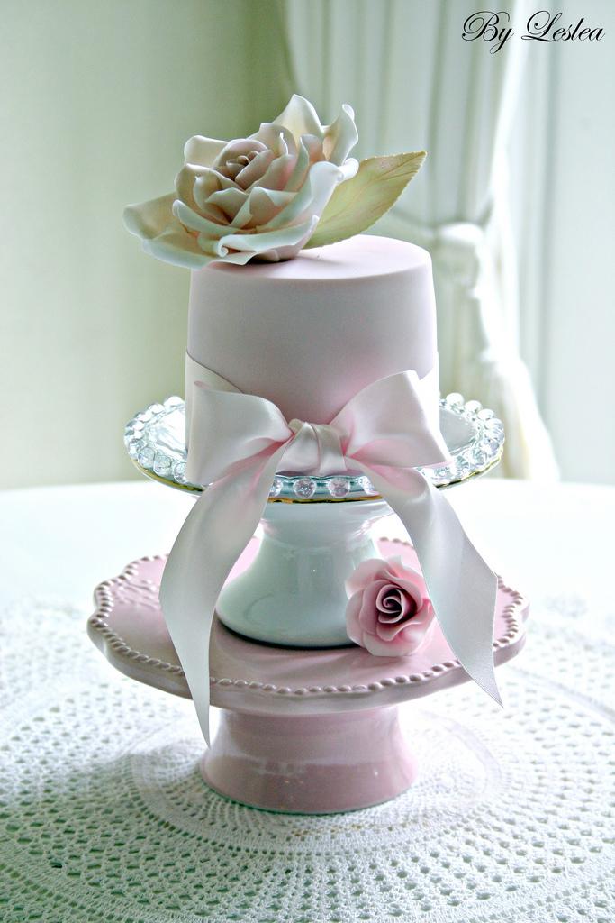 Mariage - Pink rose with bow
