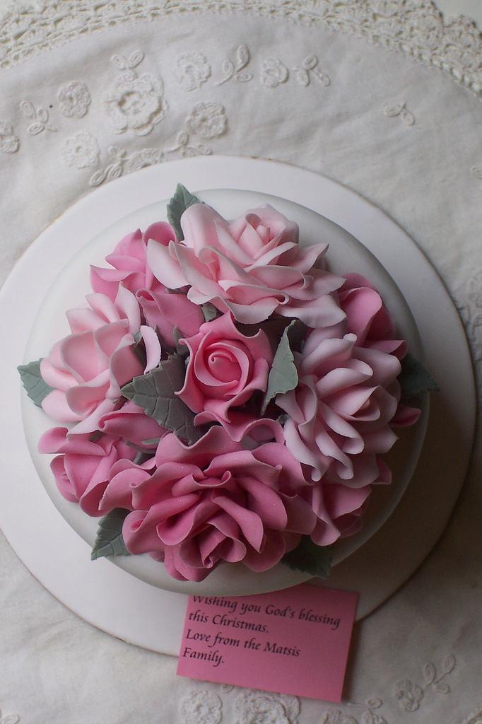Mariage - Mixed pink roses cake