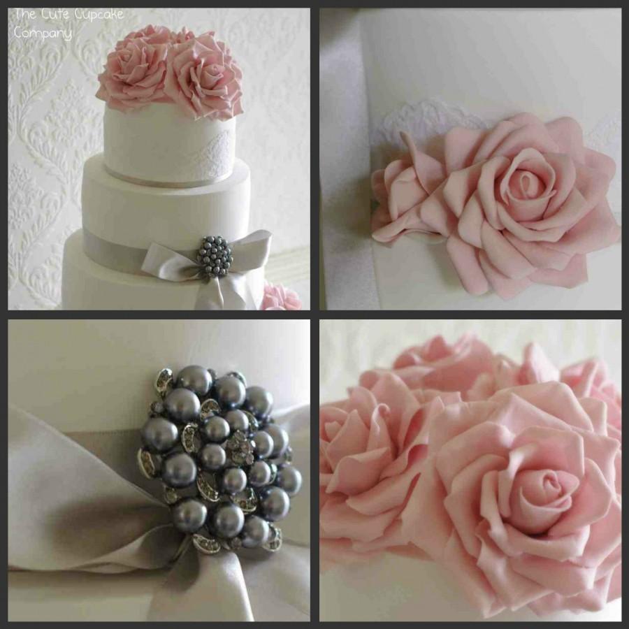 Mariage - Pink and grey wedding cake collage