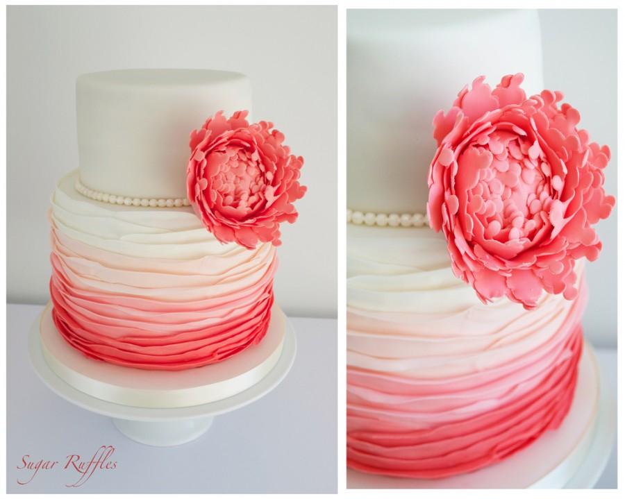 Wedding - Coral Ombre Wedding cake