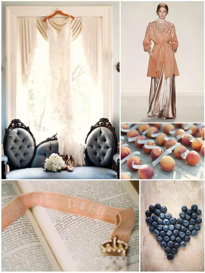 Hochzeit - Peach & Blueberry Dream – Inspiration for a Romantic Peach and Dusky Blue Wedding