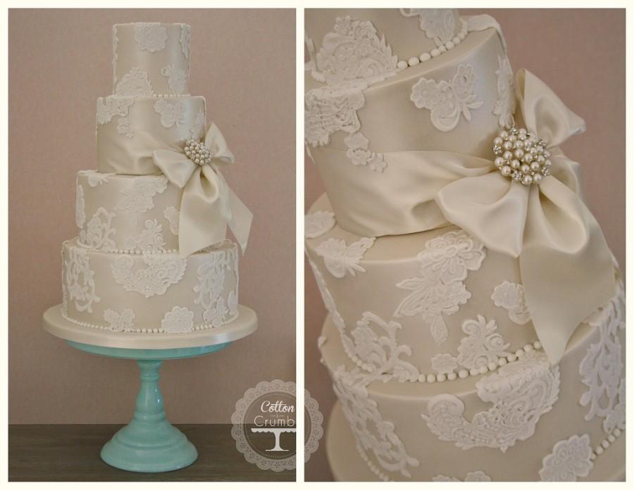 Hochzeit - Lace Applique wedding cake