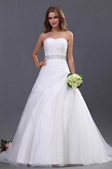 Mariage - Organza Bead Embellishment Sweetheart Chapel A-Line Bridal Gown Wedding Dresses