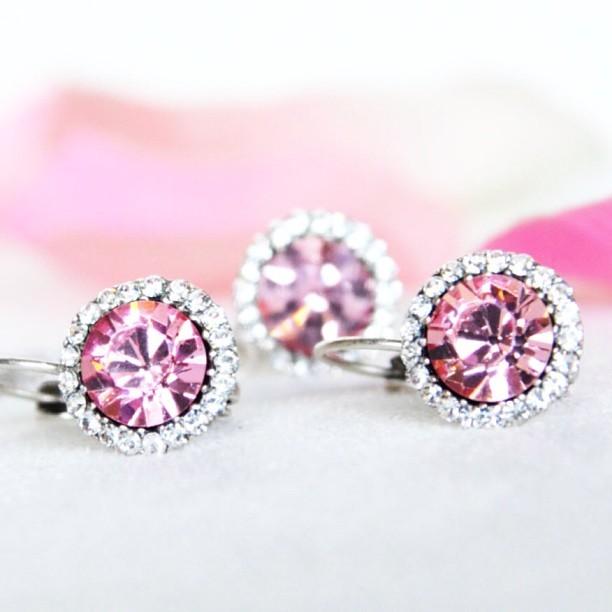 Hochzeit - Bridal & Bridesmaids Pink Jewelry Set
