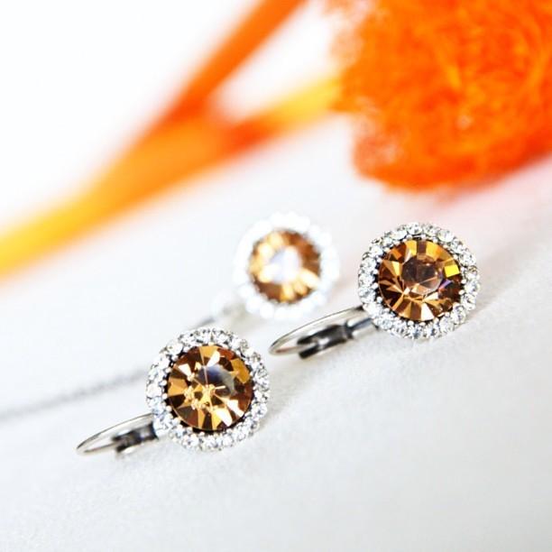 Свадьба - Champagne Jewelry Set, Bridal & Bridesmaids rhinestone clear crystal beige Earrings & Necklace