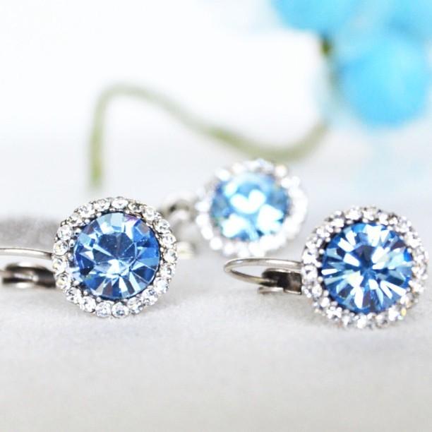 Mariage - Something Blue Jewelry Set, Bridal & Bridesmaids Earrings & Necklace
