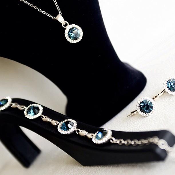 Hochzeit - Navy Blue Bridal & Bridesmaids Jewelry Set