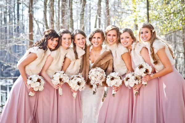 Mariage - pink-bridesmaid-dress-for-winter-vestiti-damigella-invernali-rosa
