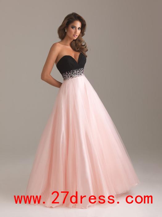 Mariage - Cheap Prom Dresses Sexy Strapless Sweetheart Beaded Sheath Blue Pink Evening Dresses from 27dress.com