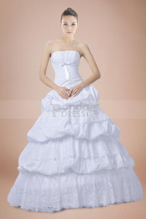 Hochzeit - Ball Gown Princess Taffeta Strapless Wedding Dress with Pick-ups