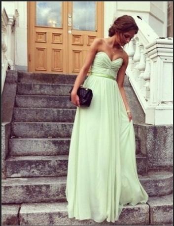 Свадьба - Chic Sage Sweetheart Floor Length Prom Dress/Graduation Dress