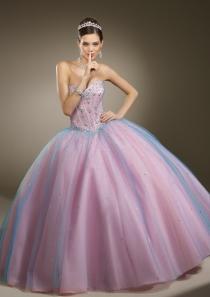 Wedding - Beaded Embroidered Layered Tulle Skirt Quinceanera Dress
