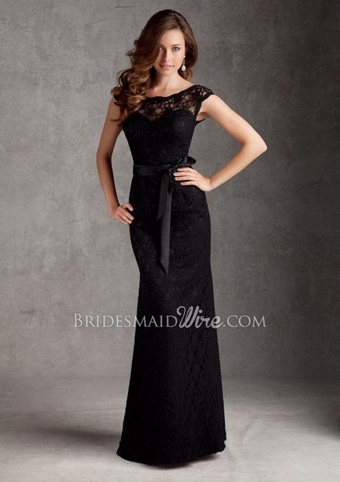 Mariage - Black Bateau Neckline Bridesmaid Dress