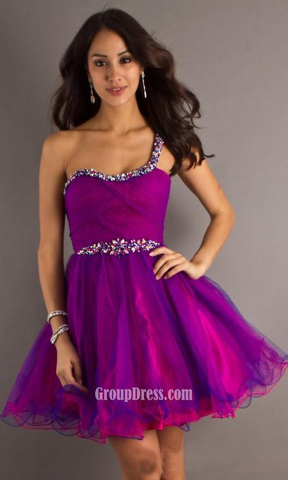 زفاف - Unusual Purple Short Prom Dress