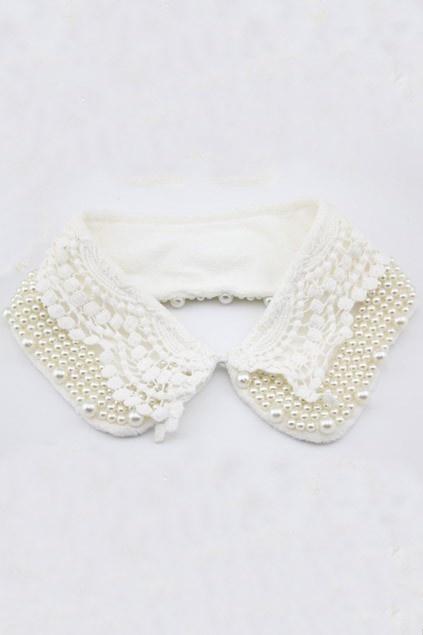 Wedding - Handmade lace and pearl  collar