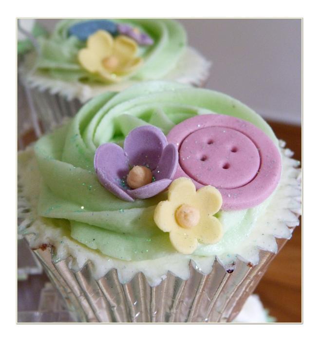 Wedding - Birds, Buttons and Flowers Wedding Cupcakes