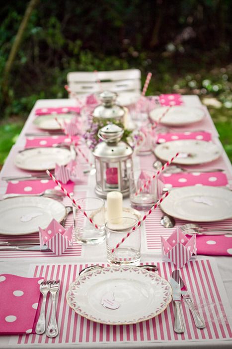 Hochzeit - Pink Table Setting