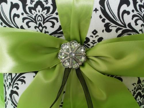 Wedding - Damask & Green Wedding Pillow