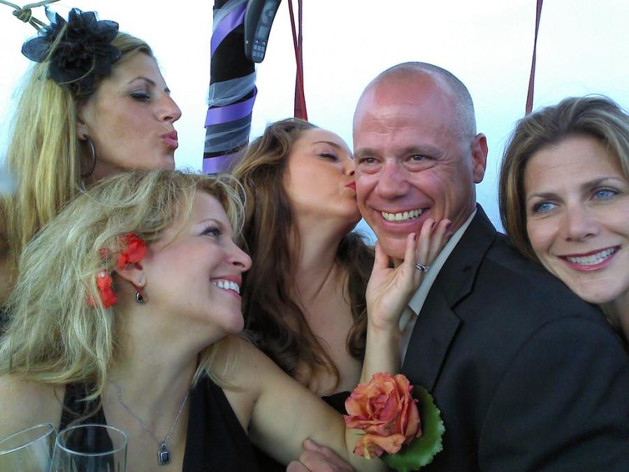 Wedding - Newlywed Groom Being Congratulated By Bridesmaids